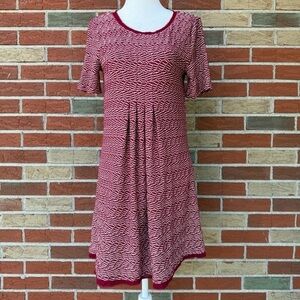 Anthropologie Maeve Dora Textured Brick Red White Patterned Mini Dress 👗